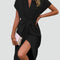 Women's Midi Wrap Cocktail Dress V Neck Soft Fabric Elegant Party Wear