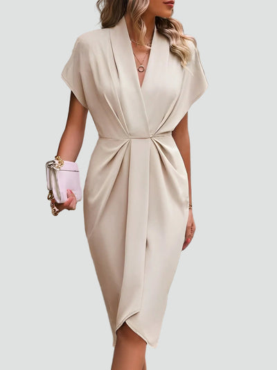 Women's Midi Wrap Cocktail Dress V Neck Soft Fabric Elegant Party Wear 10