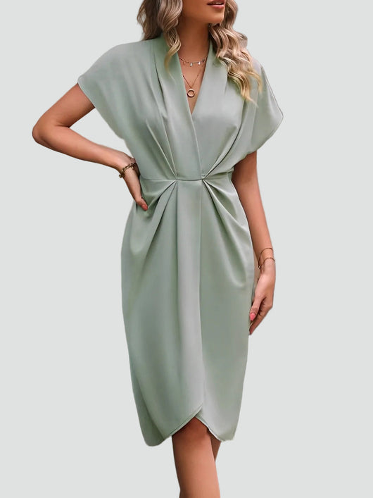 Women's Midi Wrap Cocktail Dress V Neck Soft Fabric Elegant Party Wear 7