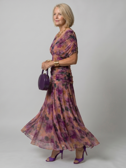 Women's Off Shoulder Midi Dress Lightweight Draped Neckline Casual Summer 1