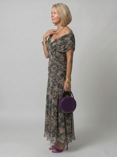 Women's Off Shoulder Midi Dress Lightweight Draped Neckline Casual Summer 7
