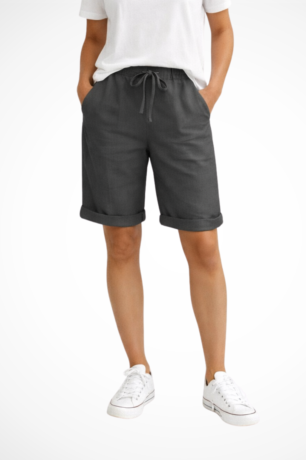 Women's Relaxed Fit Linen Capri Pants Casual Summer Essential 4