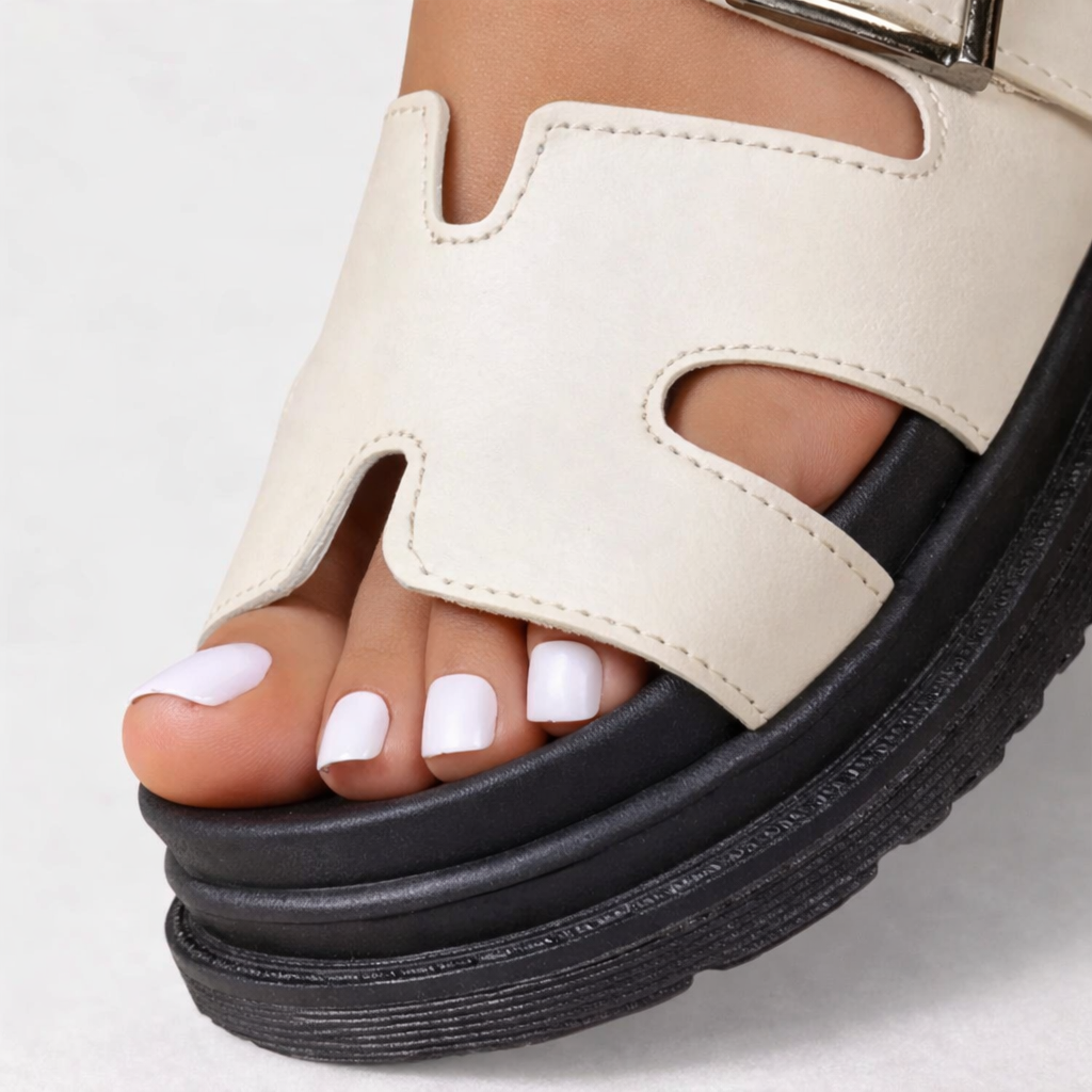 Women's Sandals Lightweight Cushioned Arch Support Slip On Beige 4