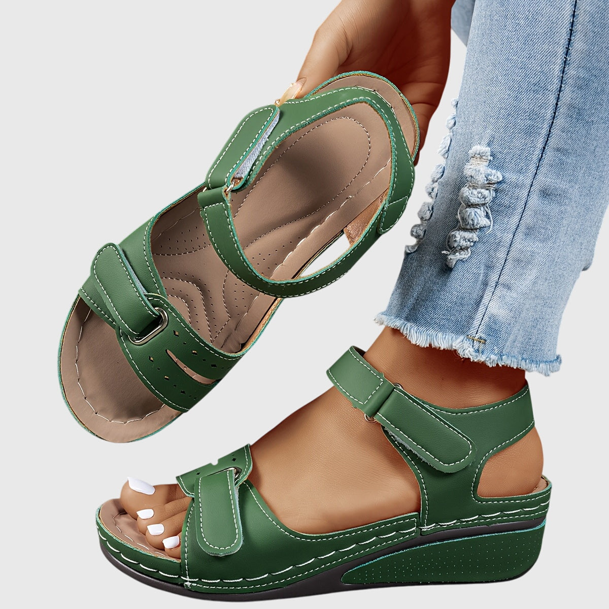 Women's Sandals Orthopedic Supportive Comfort Fit Stretchable Beige 1