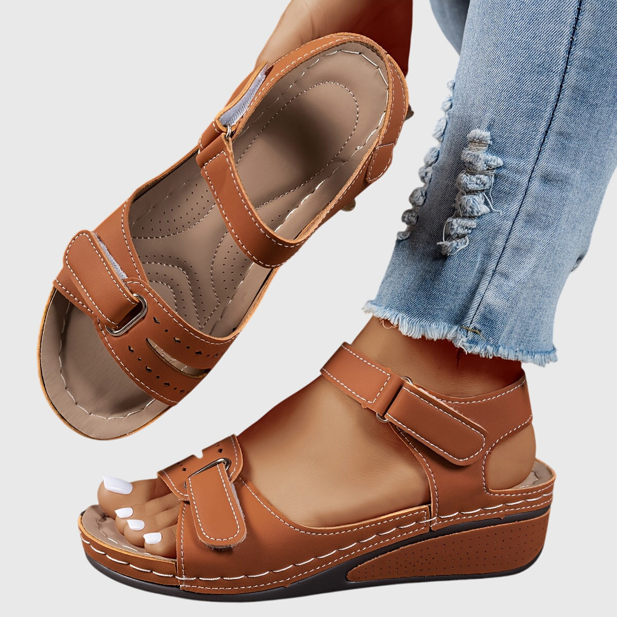 Women's Sandals Orthopedic Supportive Comfort Fit Stretchable Beige 3