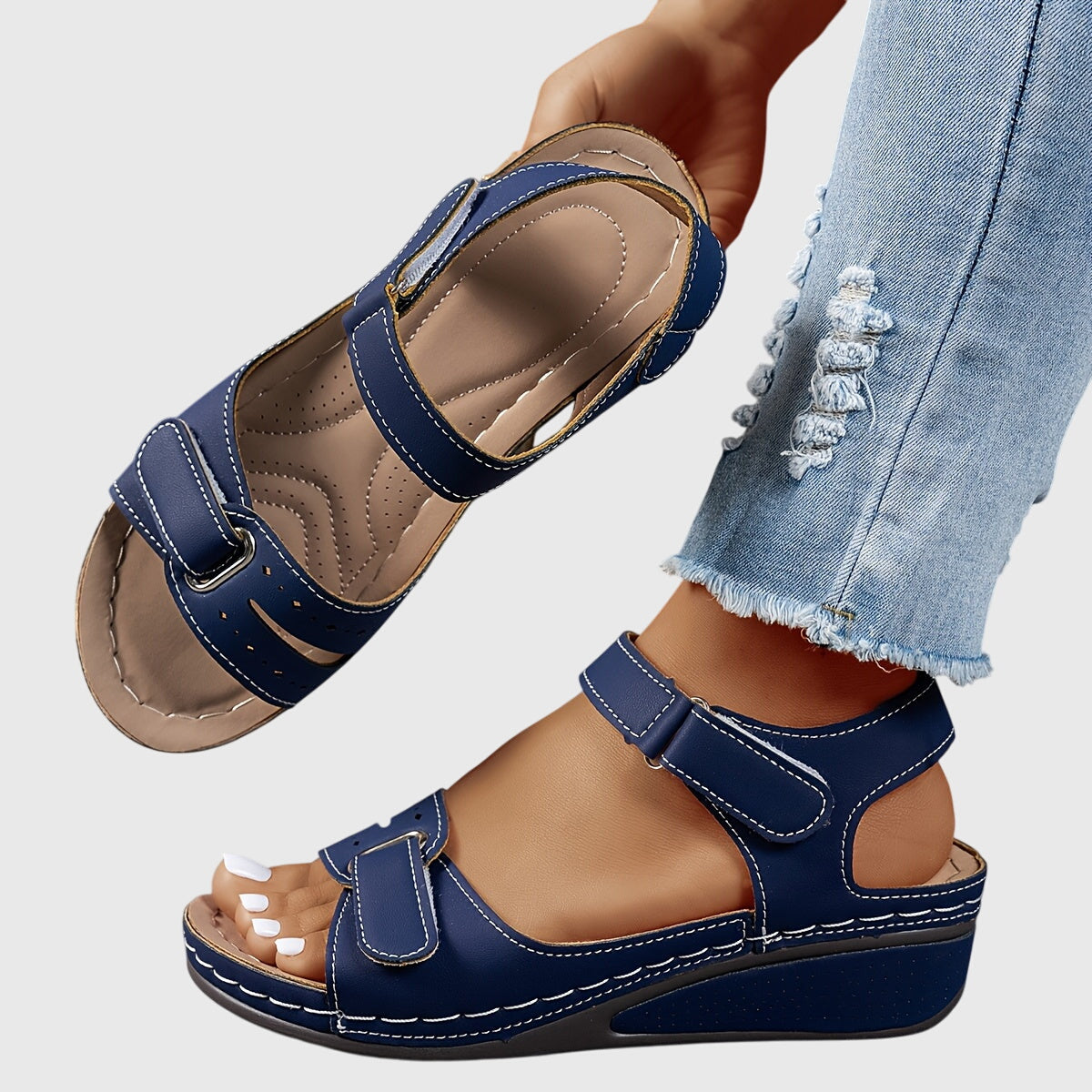 Women's Sandals Orthopedic Supportive Comfort Fit Stretchable Beige 6