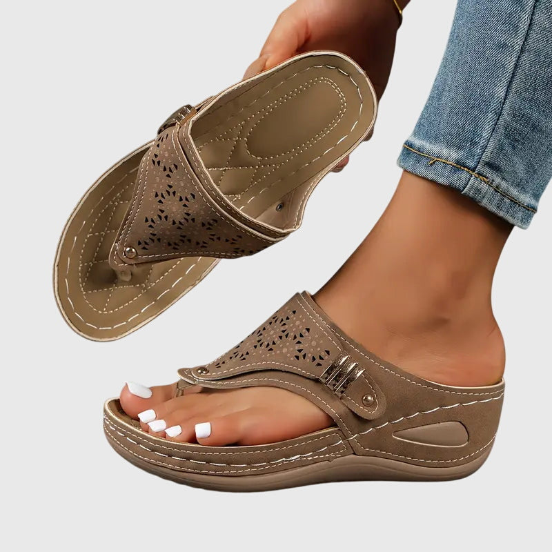 Women's Sandals Slip On Orthopedic Support Shock Absorbing Comfortable Beige 1