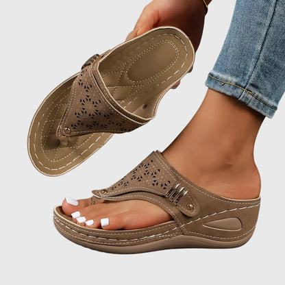 Women's Sandals Slip On Orthopedic Support Shock Absorbing Comfortable Beige 1