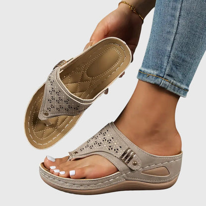 Women's Sandals Slip On Orthopedic Support Shock Absorbing Comfortable Beige 3