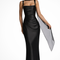 Women's Satin Maxi Dress Square Neck Structured Blue Formal Evening
