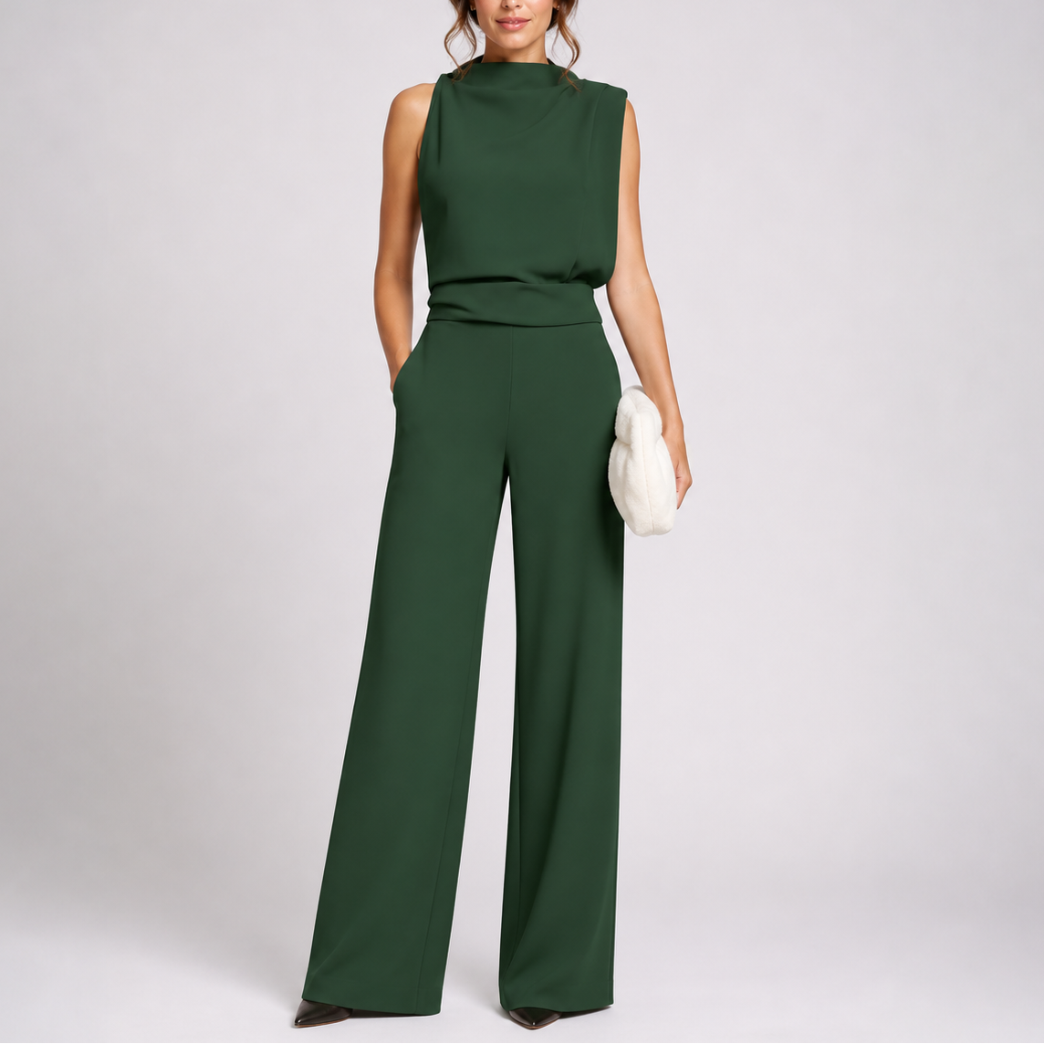 Women's Sleeveless Jumpsuit Wide Leg Soft Fabric Relaxed Fit 0