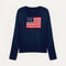 Women's Slim Fit Knit Sweater American Flag Motif Cotton Casual
