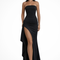 Women's Strapless Maxi Dress High Side Slit Chiffon Formal Wedding Guest