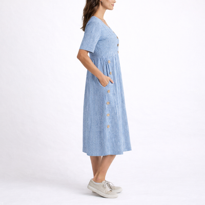 Women's Striped Midi Dress Lightweight Relaxed Fit Casual Summer 1