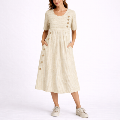 Women's Striped Midi Dress Lightweight Relaxed Fit Casual Summer 2
