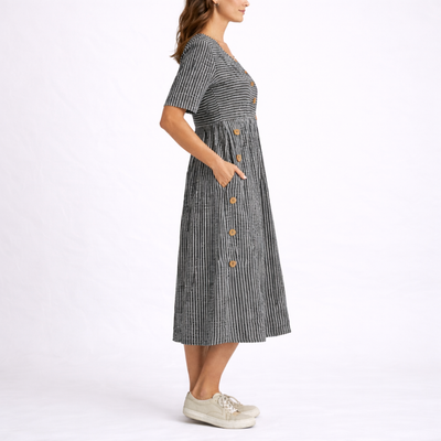 Women's Striped Midi Dress Lightweight Relaxed Fit Casual Summer 5