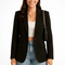 Women's Tailored Black Blazer Structured Woven Fabric Elegant Office Wear