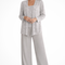 Women's Three Piece Suit Sequin Lace Jacket Wide Leg Trousers Elegant Formal Outfit
