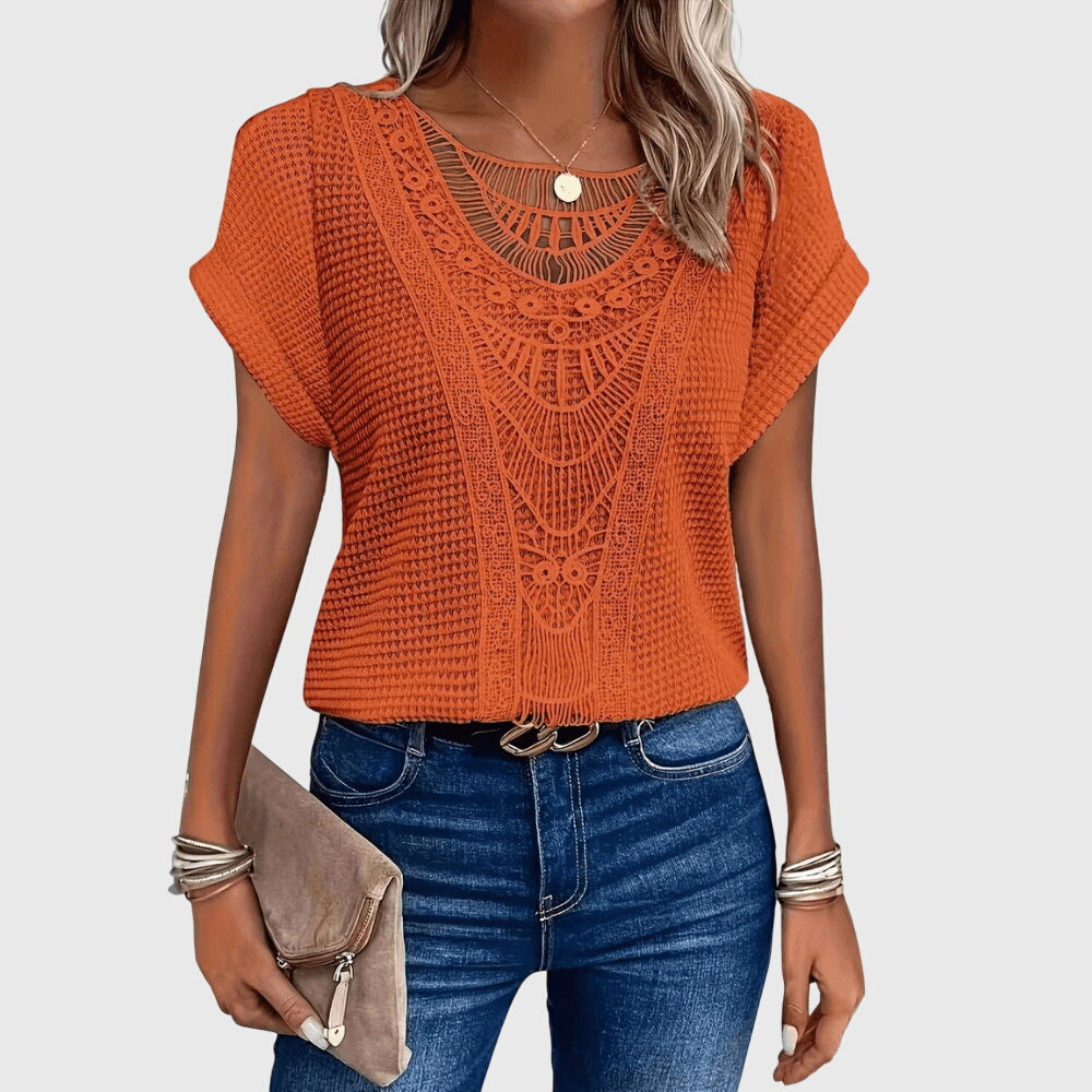 Women's White Blouse Elegant Lace Detailing Lightweight Regular Fit 4