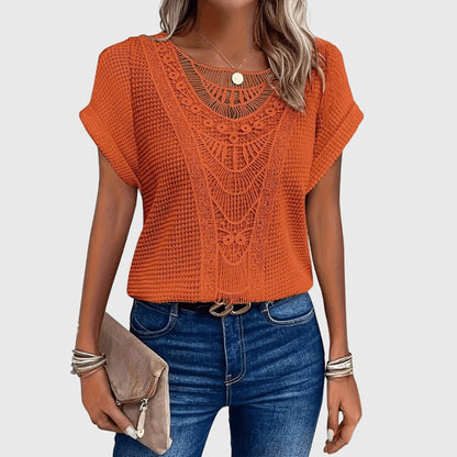 Women's White Blouse Elegant Lace Detailing Lightweight Regular Fit 4