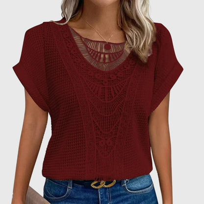 Women's White Blouse Elegant Lace Detailing Lightweight Regular Fit 8