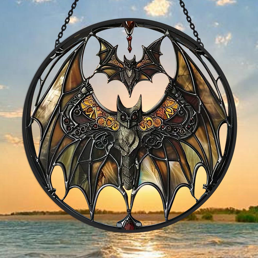 Bat Sun Catcher Decoration Stained Glass Window Hanging