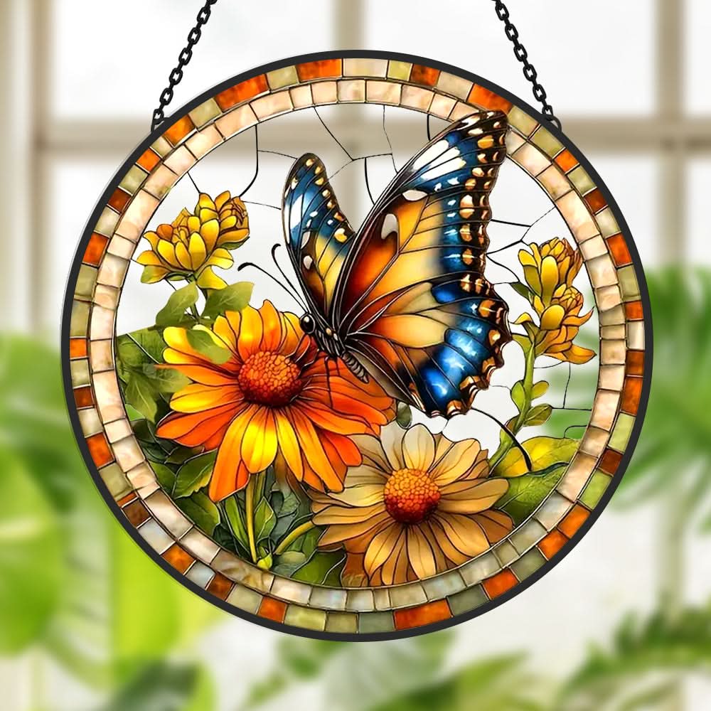 Butterfly Sun Catcher Decoration Stained Glass Window Hanging