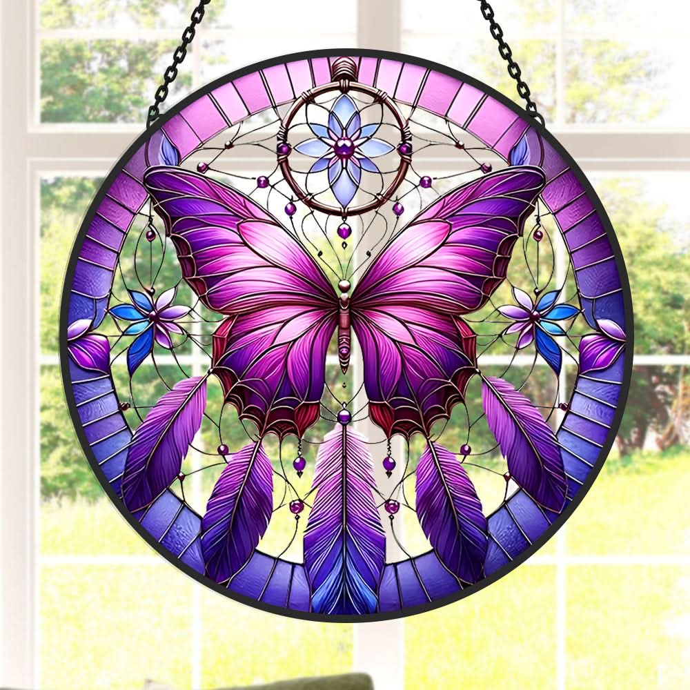 Butterfly Sun Catcher Decoration Stained Glass Window Hanging
