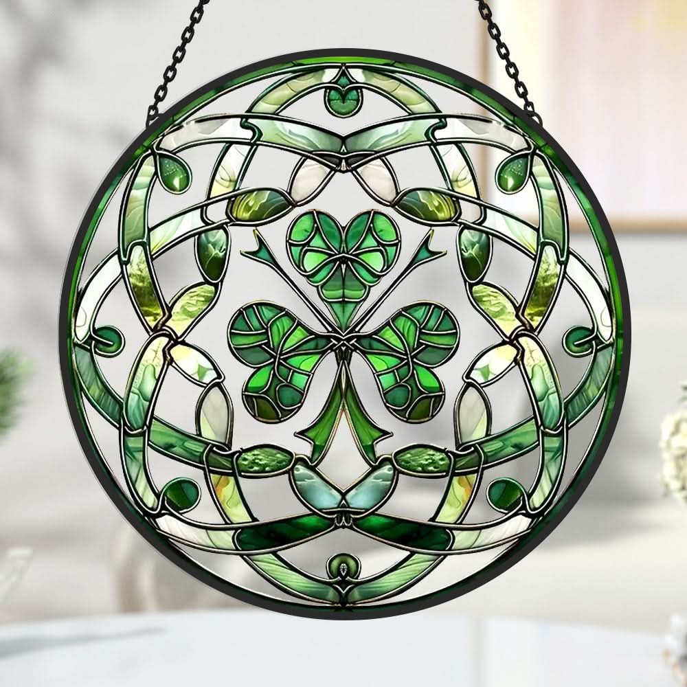 Celtic Knot Clover Sun Catcher Decoration Stained Glass Window Hanging