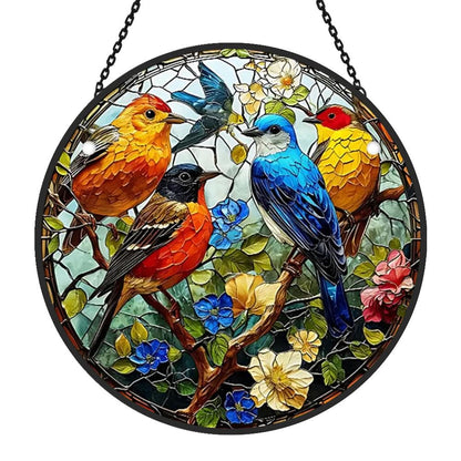 Color sparrow Sun Catcher Decoration Stained Glass Window Hanging