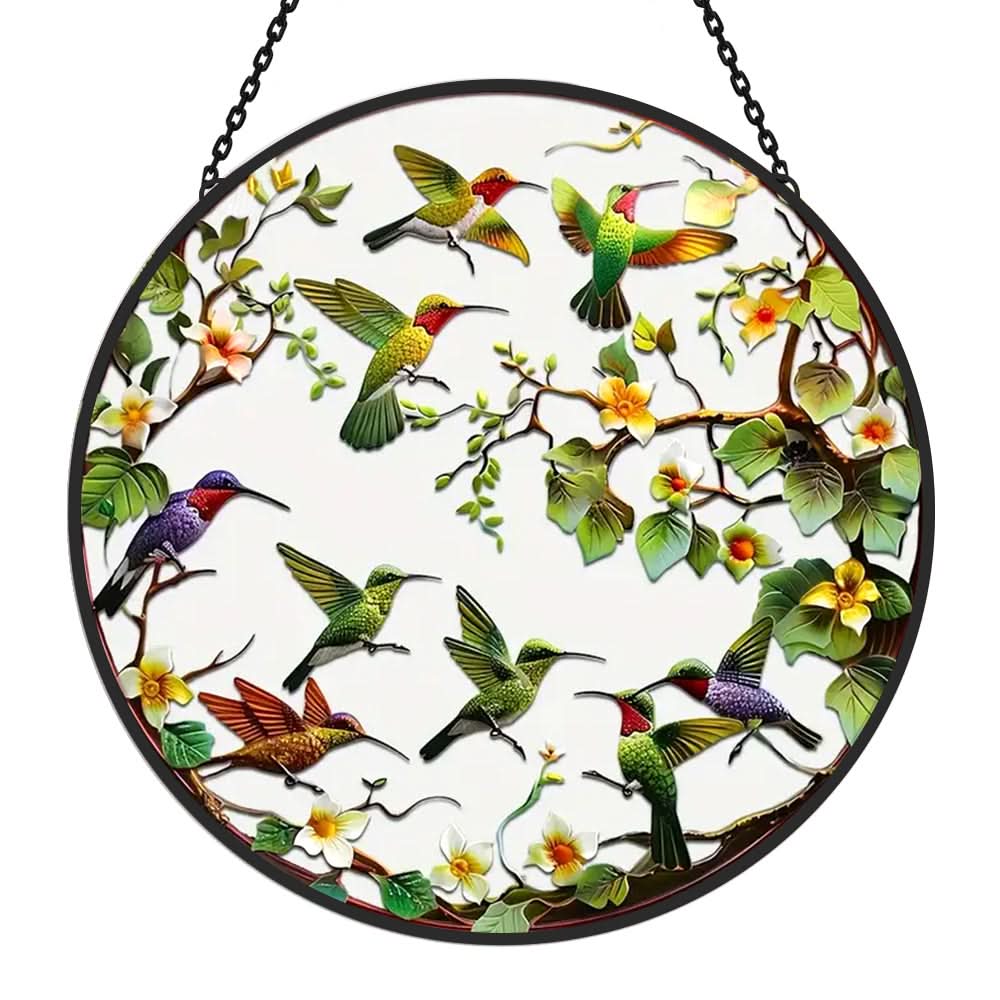 Hummingbird Sun Catcher Decoration Stained Glass Window Hanging