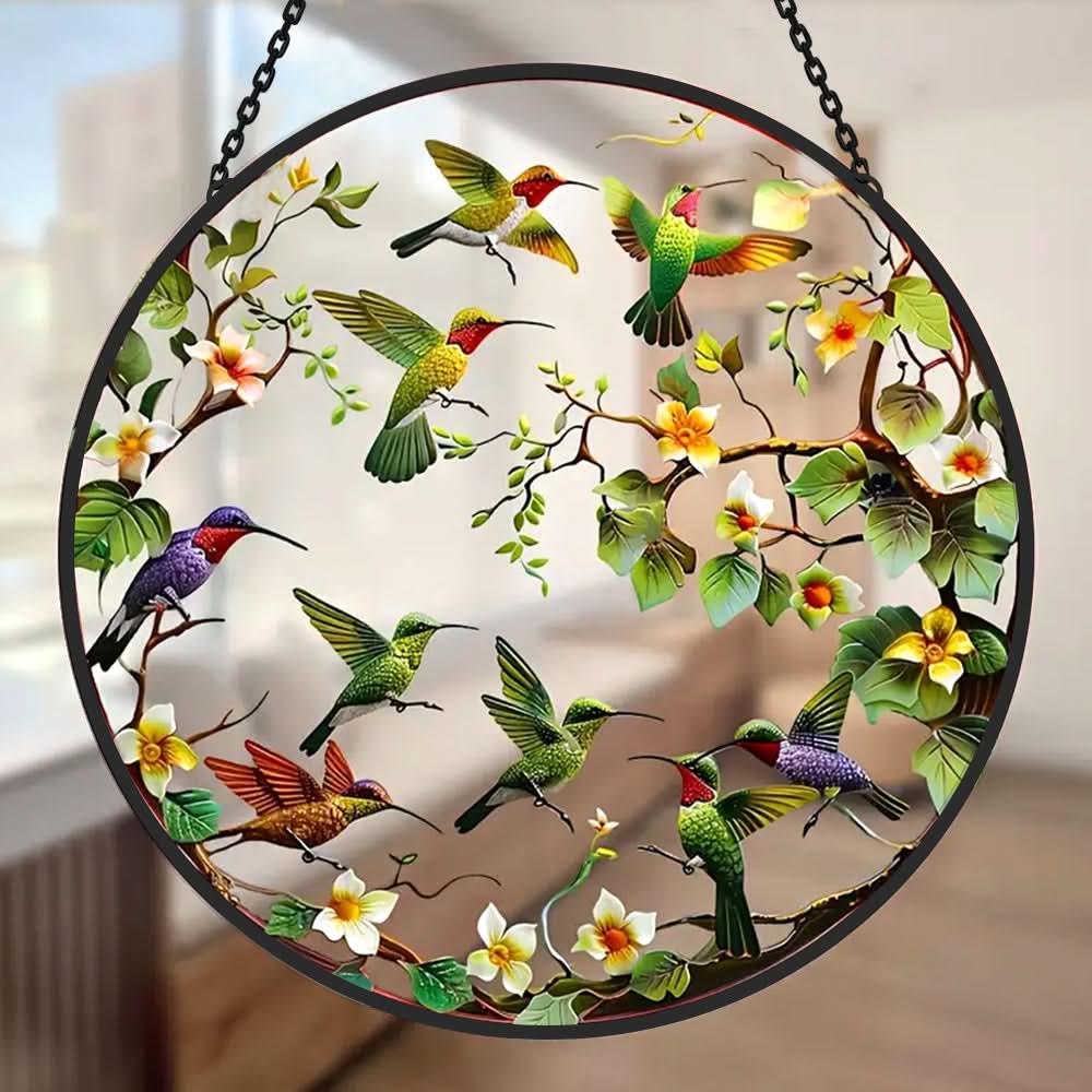 Hummingbird Sun Catcher Decoration Stained Glass Window Hanging