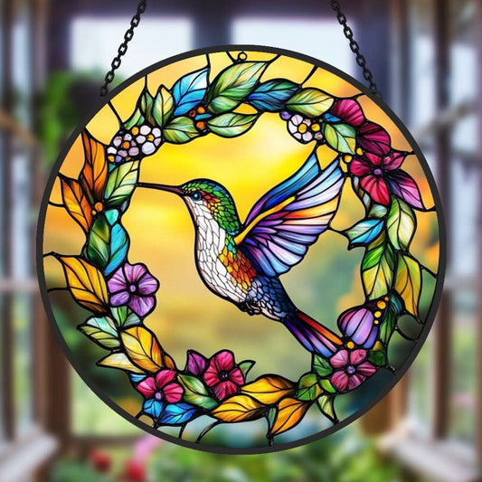 Hummingbird Sun Catcher Decoration Stained Glass Window Hanging