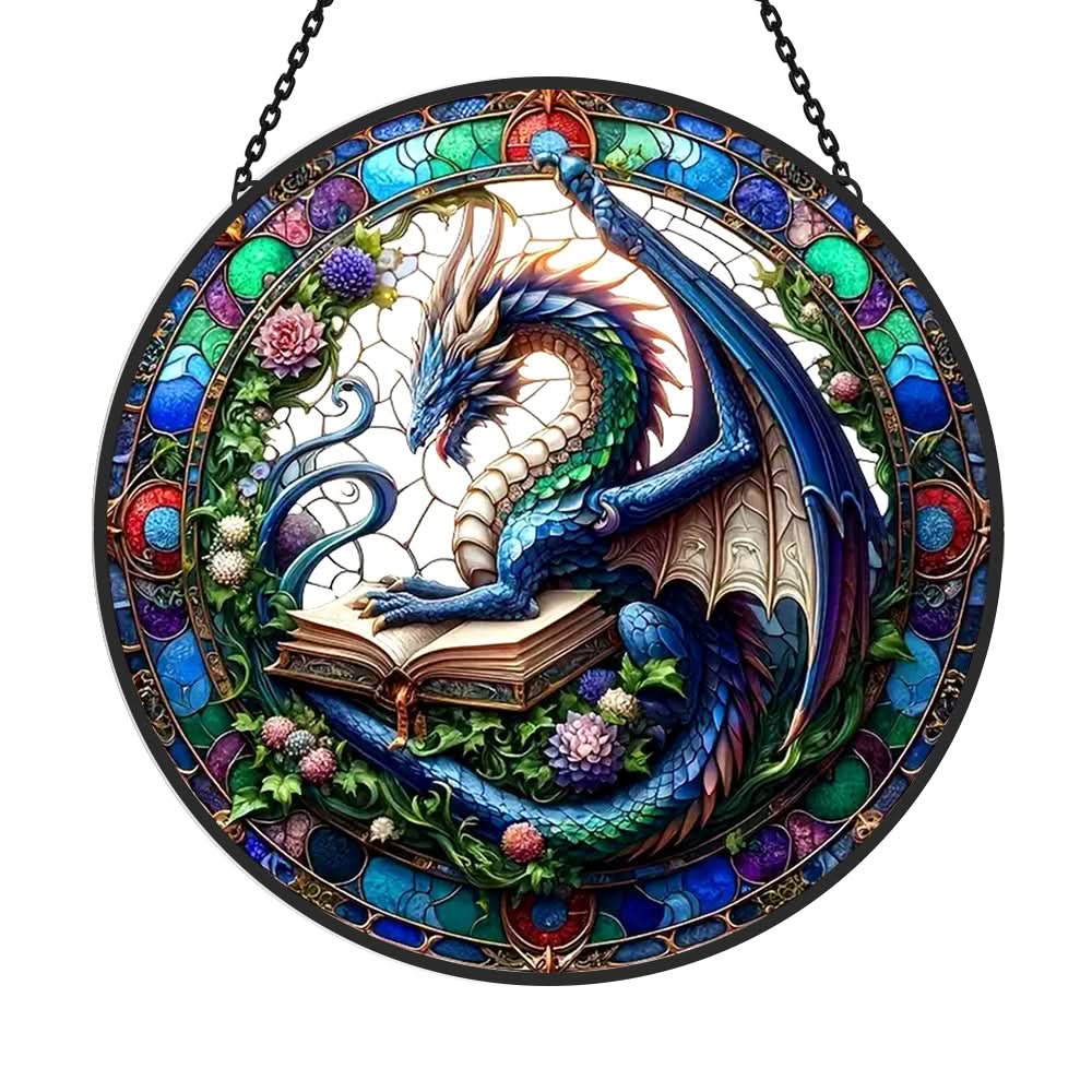 Magical Dragon Sun Catcher Decoration Stained Glass Window Hanging
