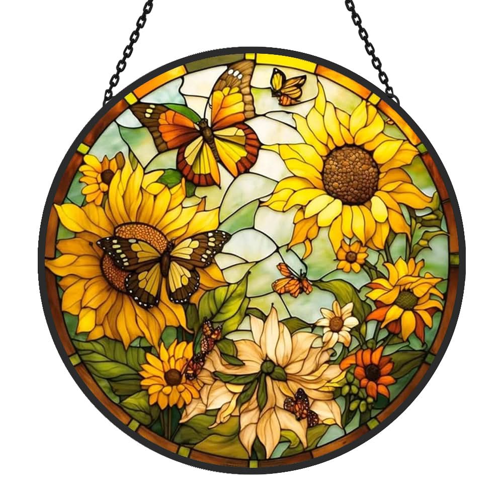 Sunflower Sun Catcher Decoration Stained Glass Window Hanging