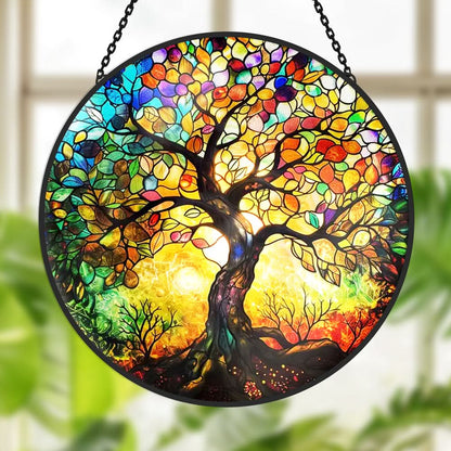 Tree of Life Sun Catcher Decoration Stained Glass Window Hanging