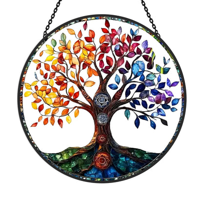 Tree of Life Sun Catcher Decoration Stained Glass Window Hanging