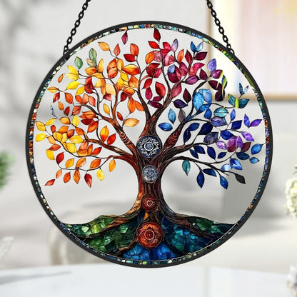 Tree of Life Sun Catcher Decoration Stained Glass Window Hanging
