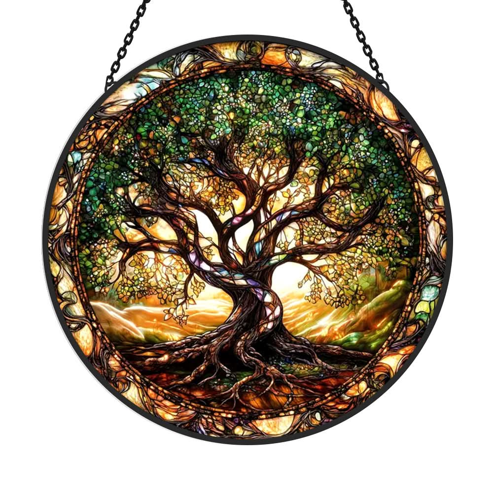Tree of Life Sun Catcher Decoration Stained Glass Window Hanging