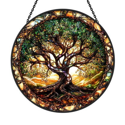 Tree of Life Sun Catcher Decoration Stained Glass Window Hanging