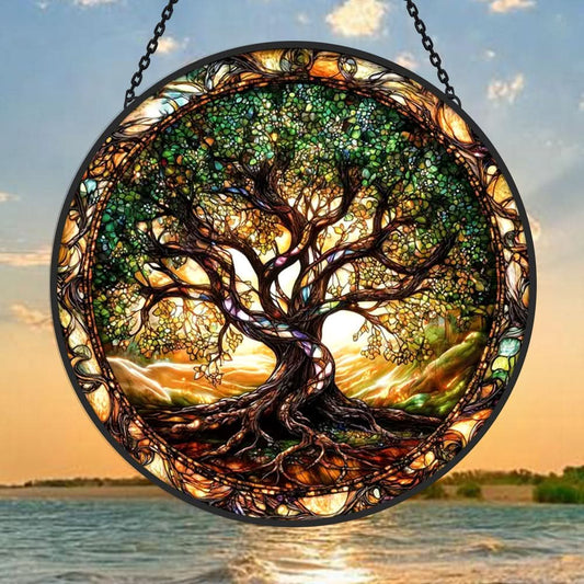 Tree of Life Sun Catcher Decoration Stained Glass Window Hanging