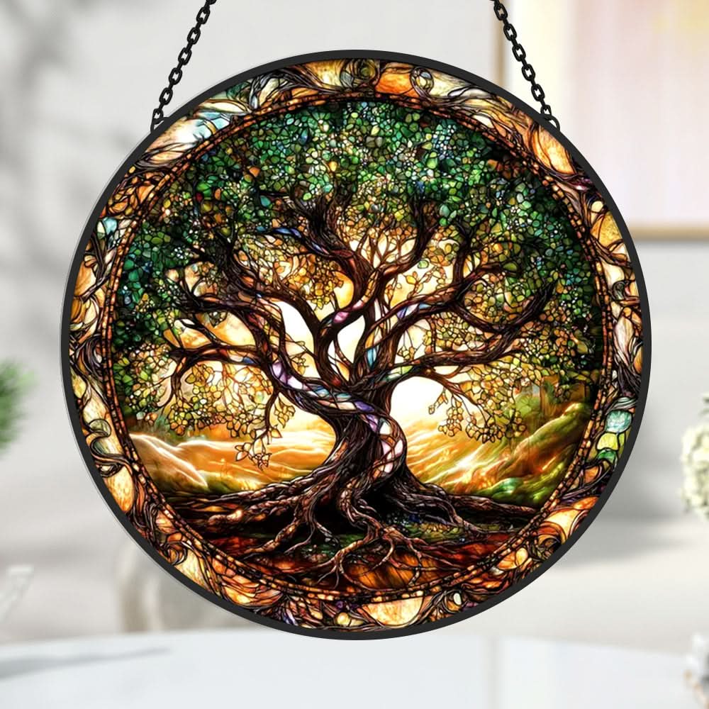 Tree of Life Sun Catcher Decoration Stained Glass Window Hanging