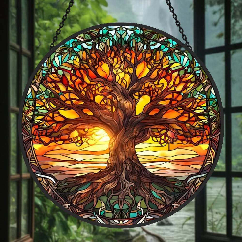 Tree of Life Sun Catcher Decoration Stained Glass Window Hanging